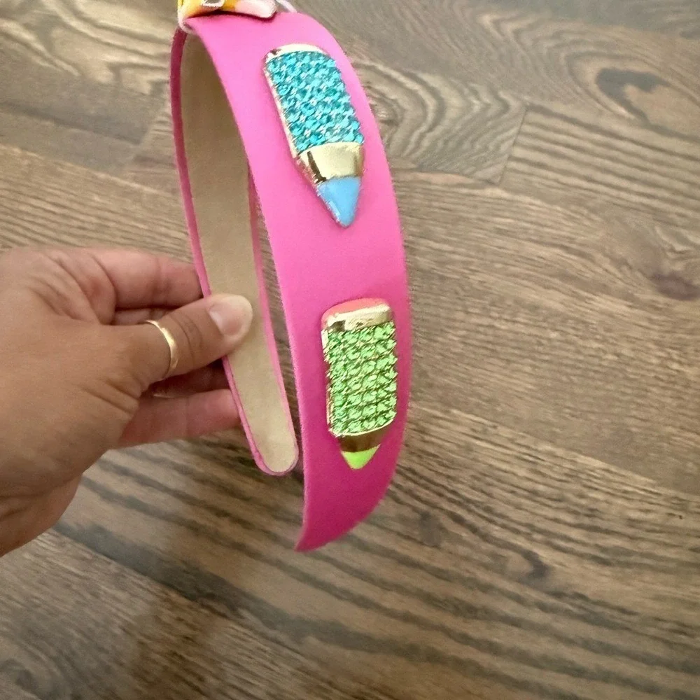 Charming Pink Headband with Colorful Pencil Details‎
